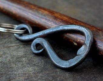 Keychain Bottle Opener Hand Forged Blacksmith Gift For Him Gift For Dad