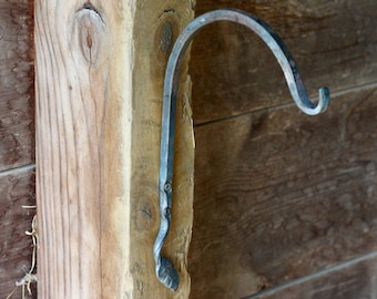 Hand Forged Plant Hanger Hook - Leaf Design | Blacksmith Hook, Decorative Wall Hook, Plant Hanger Bracket, Hanging Basket Hook