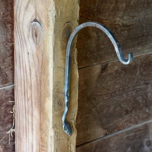Hand Forged Plant Hanger: Leaf-Themed Blacksmith Wall Hook