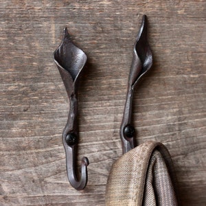 Mini Calla Lilly Hand Forged Wall Hook | Blacksmith Wrought Iron Flower Hook, Decorative Wall Hook, Coat Hook, Vintage Wall Hook