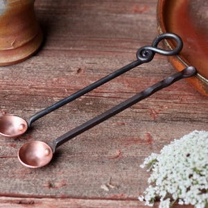 Hand Forged Copper & Steel Half Teaspoon: Blacksmith Measuring Spoon
