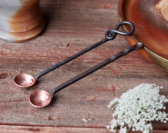 Hand Forged Copper & Steel Half Teaspoon: Blacksmith Measuring Spoon
