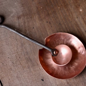 Hand Forged Copper Spoon Rest: Blacksmith Kitchen Ladle Holder