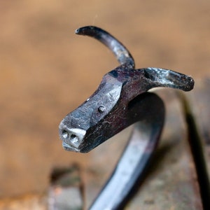 Animal Hooks Hand Forged Blacksmith Ram Bull Longhorn Unicorn Gazelle Antelope afbeelding 7