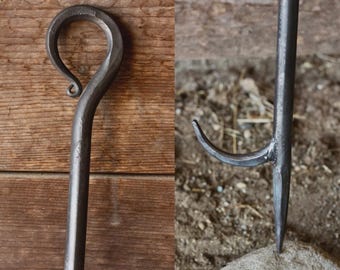 Hand Forged Iron Fire Poker: 34" Blacksmith Fire Tool