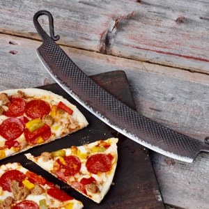Hand Forged Pizza Rocker | Handmade Steel Pizza Slicer, Pizza Lovers Gift, Blacksmith Two Handed Pizza Cutter, Gift for Chef, Foodie Gift