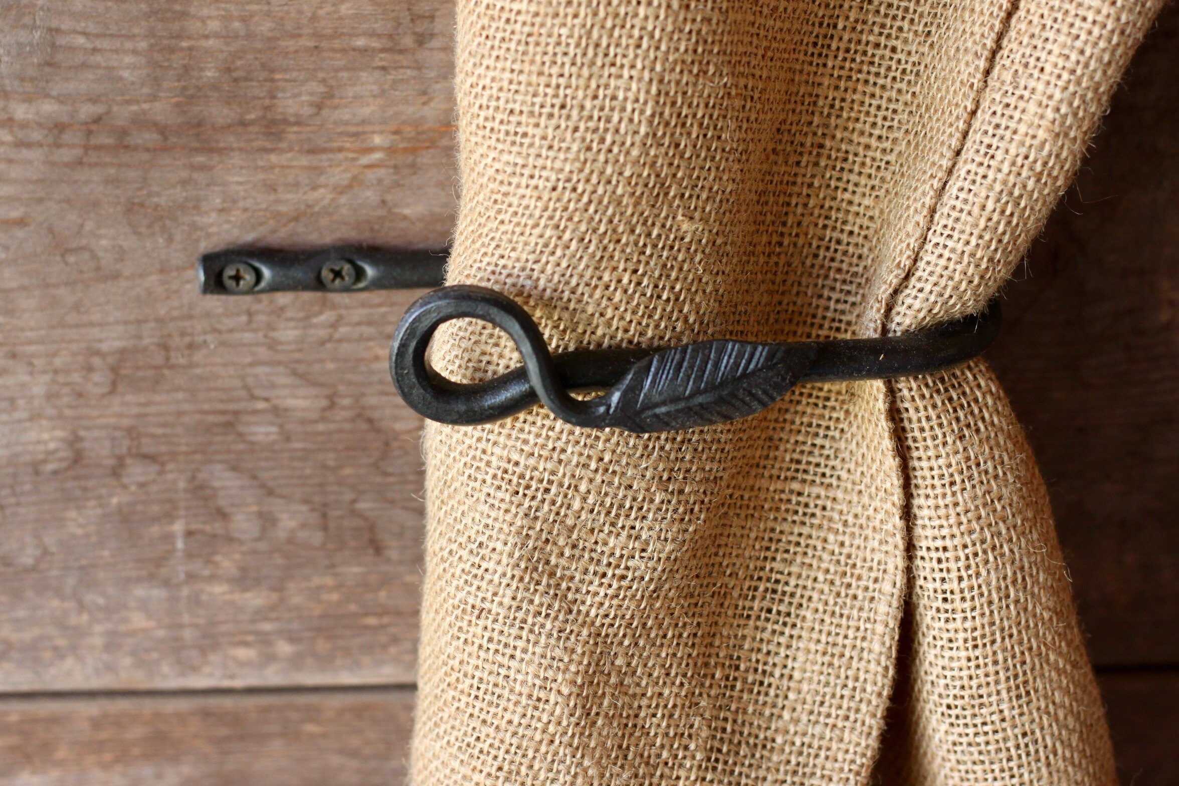 Curtain Tie Back Hand Blacksmith Leaf Window Treatment Etsy
