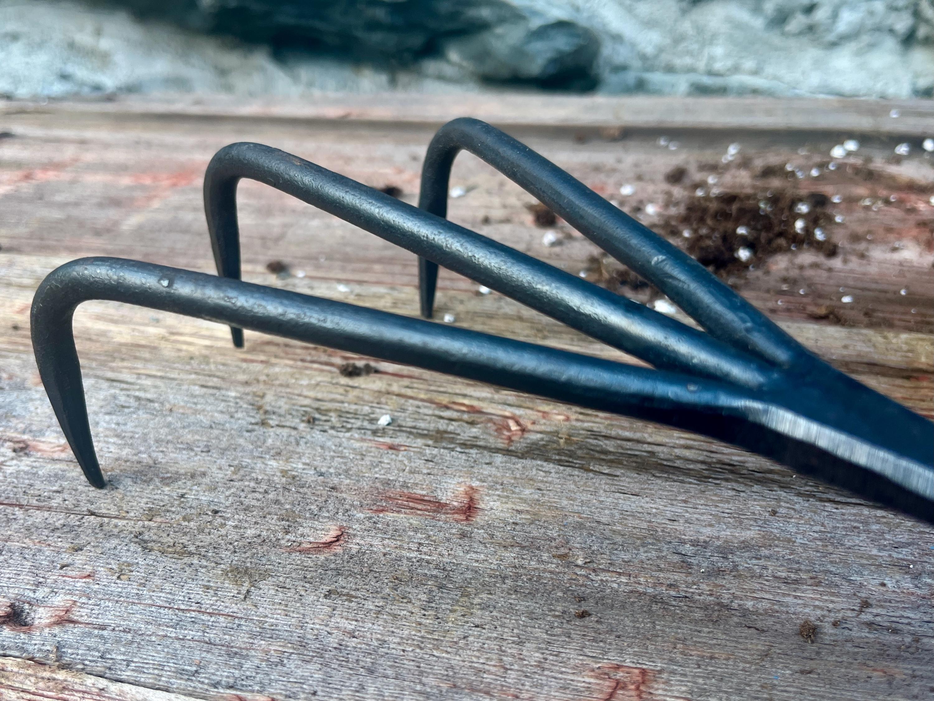 Hand Forged Steel Garden Rake: Black Wood Handle, Gardening Tool - Etsy