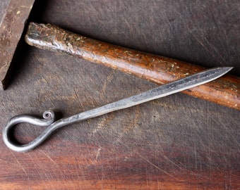 Personalized Reverse Curl Letter Opener | Hand Forged Blacksmith Paper Knife Gift