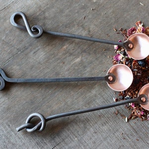 Hand Forged Copper Teaspoon: Blacksmith Steel Handle, Vintage Kitchen