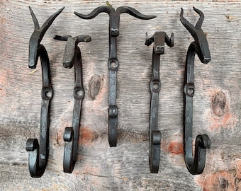 Mini Animal Hooks | Hand Forged Ram Bull Longhorn Unicorn Gazelle Antelope | Blacksmith Wall Hook