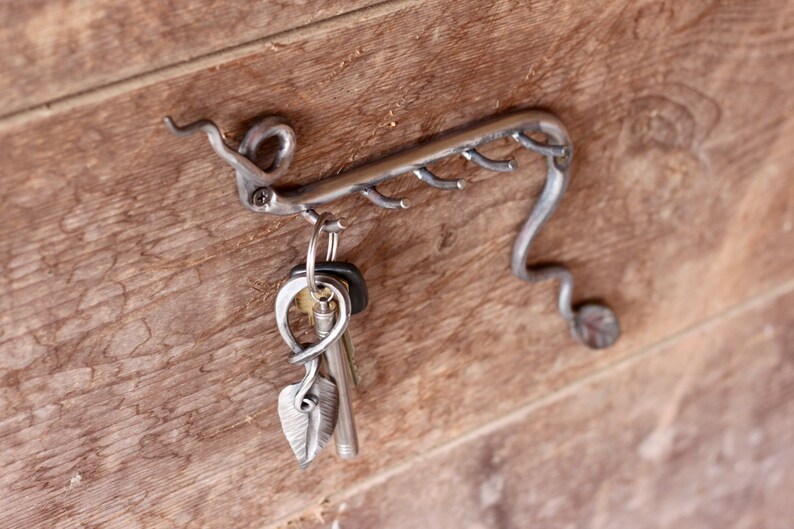 Leafy Key Holder Rack Hand Blacksmith Etsy