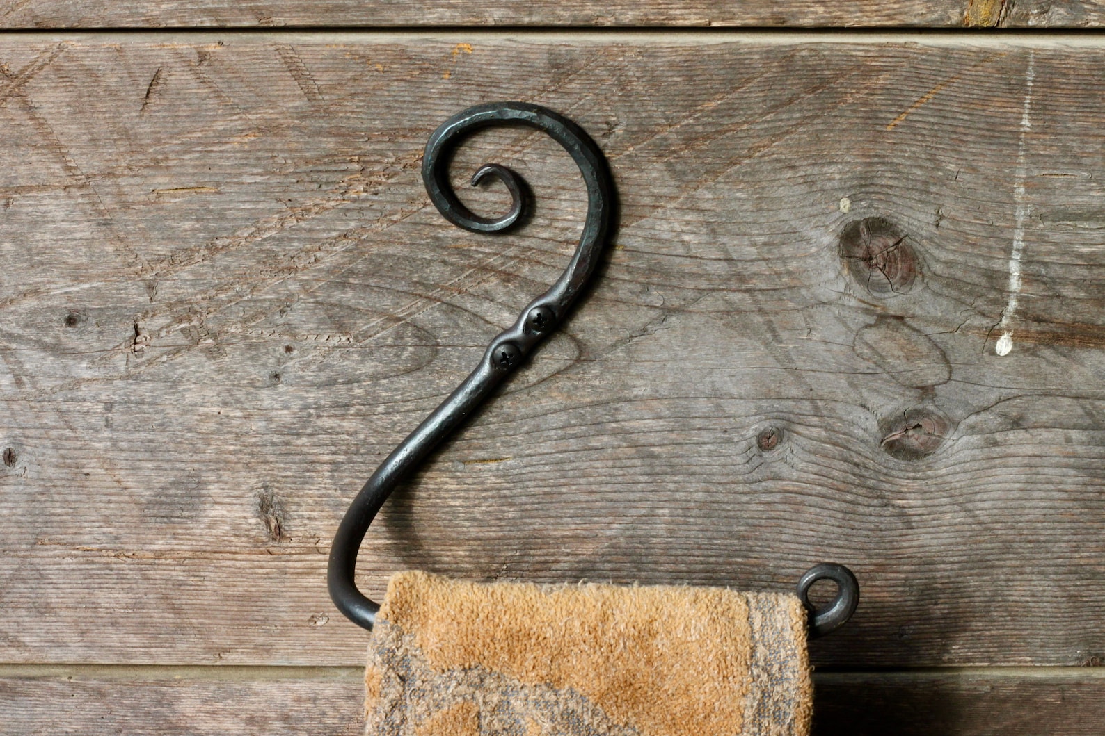 Hand Forged Scroll Towel Holder | Blacksmith Metal Rack - Etsy