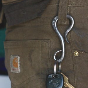 Hand Forged Steel Belt Loop Keychain Bottle Opener | Personalized | Father's Day Gift for Him