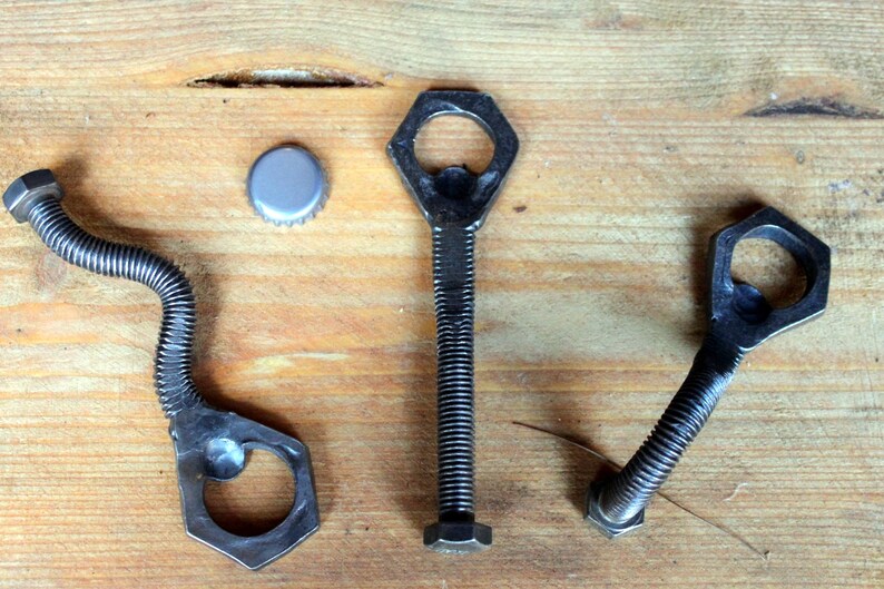 Nut and Bolt Bottle Opener Blacksmith Handmade Hand Etsy