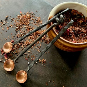 Copper & Steel 1/4 Teaspoon Drink Stirrer | Hand Forged Blacksmith Cocktail Spoon, Bar Spoon, Handmade Mixing Spoon, Copper Utensils
