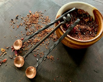 Hand Forged Copper & Steel Drink Stirrer: Blacksmith Cocktail Spoon