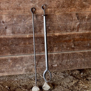 Heritage Fire Poker 34&quot; - Iron Fire Pit Fireplace Campfire Poker Indoor/Outdoor Blacksmith Hand Forged Handmade