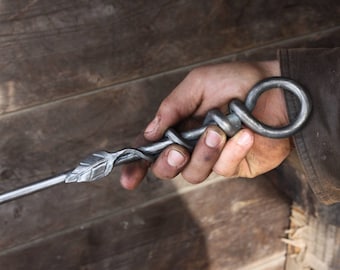 Hand Forged Leaf Fire Poker | Wrought Iron Fireplace Tool