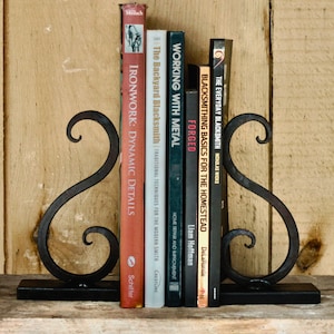 Hand Forged Scrolled Bookends: Blacksmith Iron Book Storage