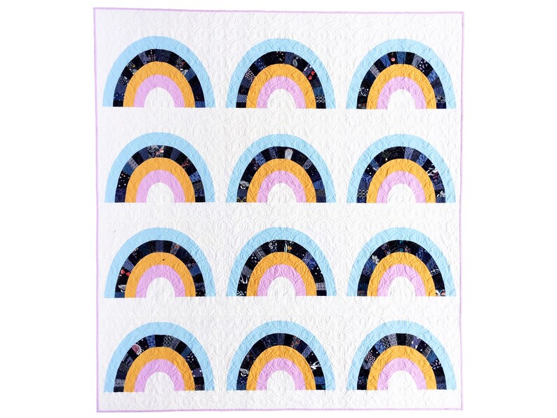 PDF Rainbow Quilt Patterns, Sunshowers and Retro Rainbow Pattern Download, Curves Quilt, Modern Quilting Patterns, Rainbow Baby Quilt, Throw image 2