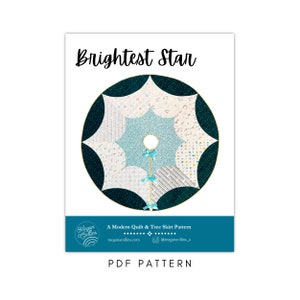 PDF Brightest Star Tree Skirt Pattern Download, Beginner Curves Quilt, Modern Star Quilt Pattern, Easy Christmas Tree Skirt