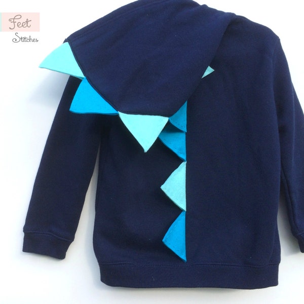 4T Navy Dinosaur Hoodie with Blue Spikes
