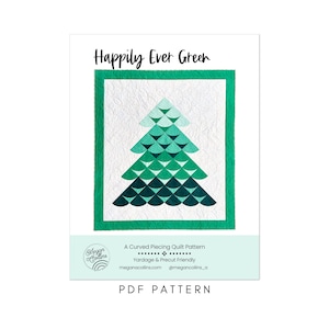 PDF Happily Ever Green Quiltmönster, Julsömnad, Böjd Patchwork (Digital Nedladdning)