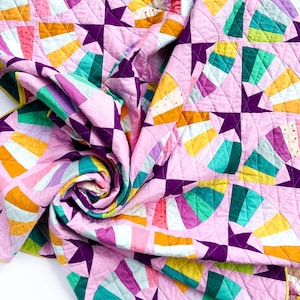 Scarica il modello PDF "Stars Above Quilt", stella moderna, trapunta curva, patchwork di carta per principianti, modello per trapunta a stella, FPP, creazione di trapunte immagine 6