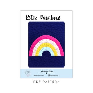 Retro Rainbow Quilt Pattern, Beginner Friendly Curves (PDF Pattern)