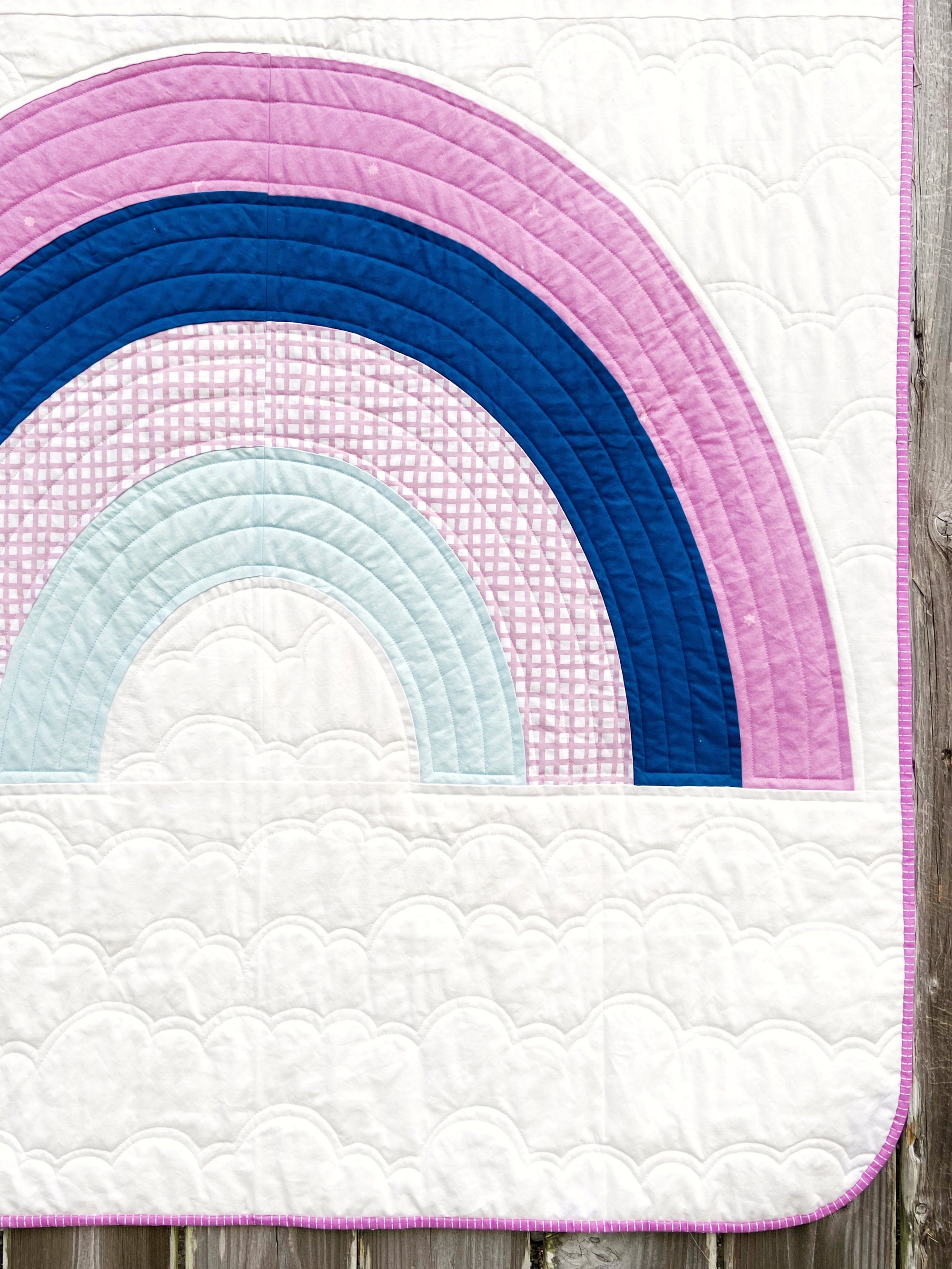 Beginning Curves Quilt PDF Retro Rainbow Quilt Pattern Modern Baby