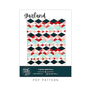 PDF Garland Quilt Pattern Download, Modern Quilt, Triangle Quilt, Scrappy Geometric Pattern, Scrappy Quilt, Baby, Throw, Twin, Full Size