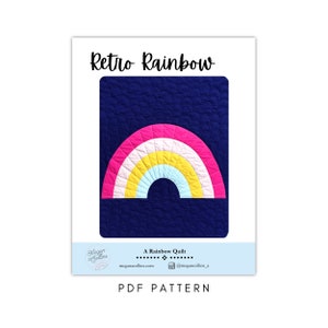 PDF Retro Rainbow Quilt Pattern, Beginner Rainbow Quilt, Beginning Curves Quilt, Easy Rainbow Quilt, Modern Baby Quilt Pattern, Boho Rainbow