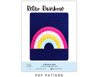 Retro Rainbow Quilt Pattern, Beginner Curve Piecing (PDF Pattern)
