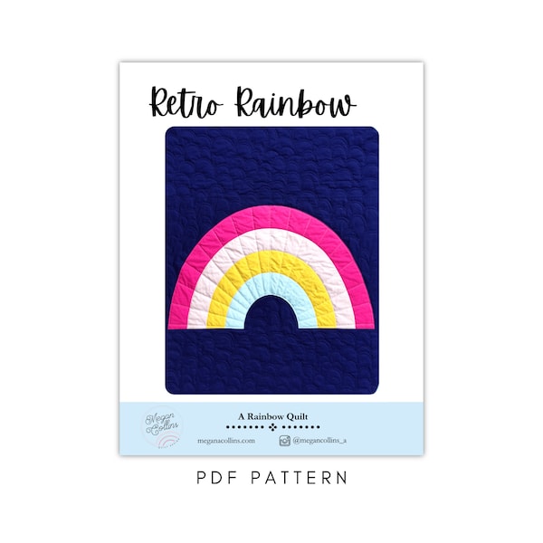 PDF Retro Rainbow Quilt Pattern, Beginner Rainbow Quilt, Beginning Curves Quilt, Easy Rainbow Quilt, Modern Baby Quilt Pattern, Boho Rainbow