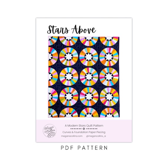 PDF Stars Above Quilt Pattern Download, Modern Star, Curves Quilt, Beginner Foundation Paper Piecing, Star Quilt Pattern, FPP, Quilt Making