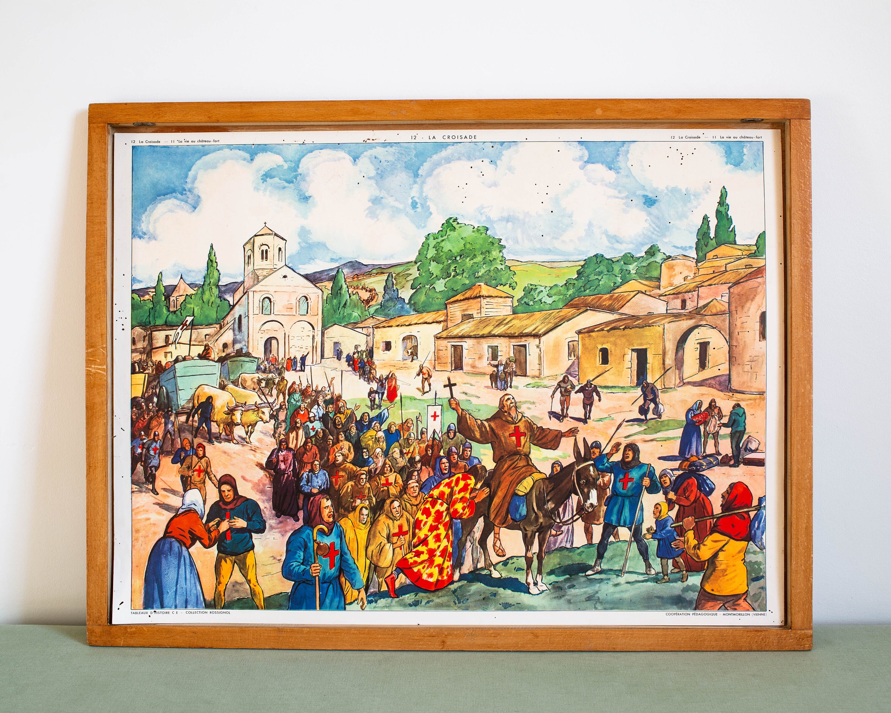 Vintage - Rossignol Affiche Scolaire Double Face Des Années 1950-60 École Française La Vie Au Châtea