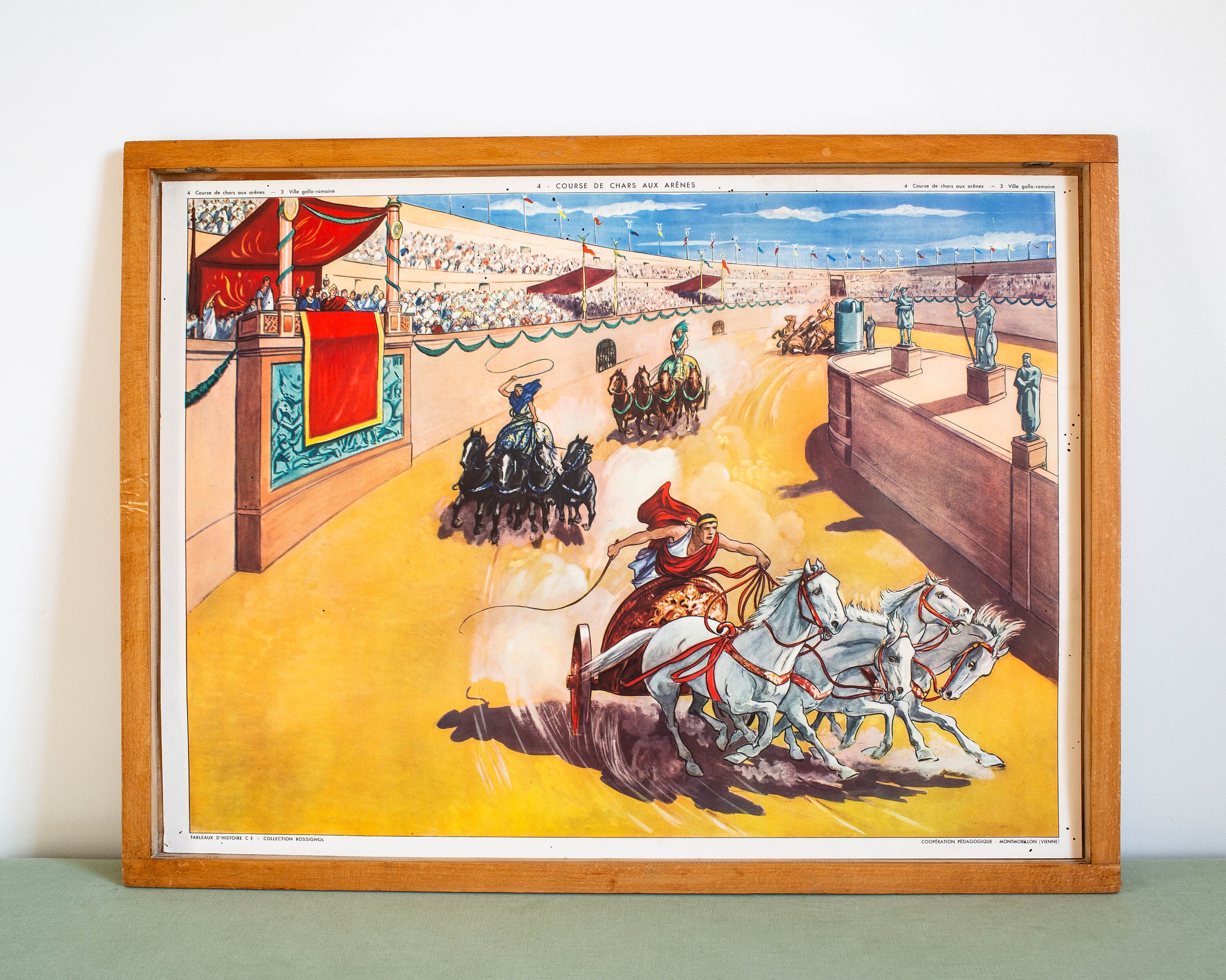 Vintage - Rossignol Affiche Scolaire Double Face Des Années 1950-60 École Française Ville Gallo-Roma