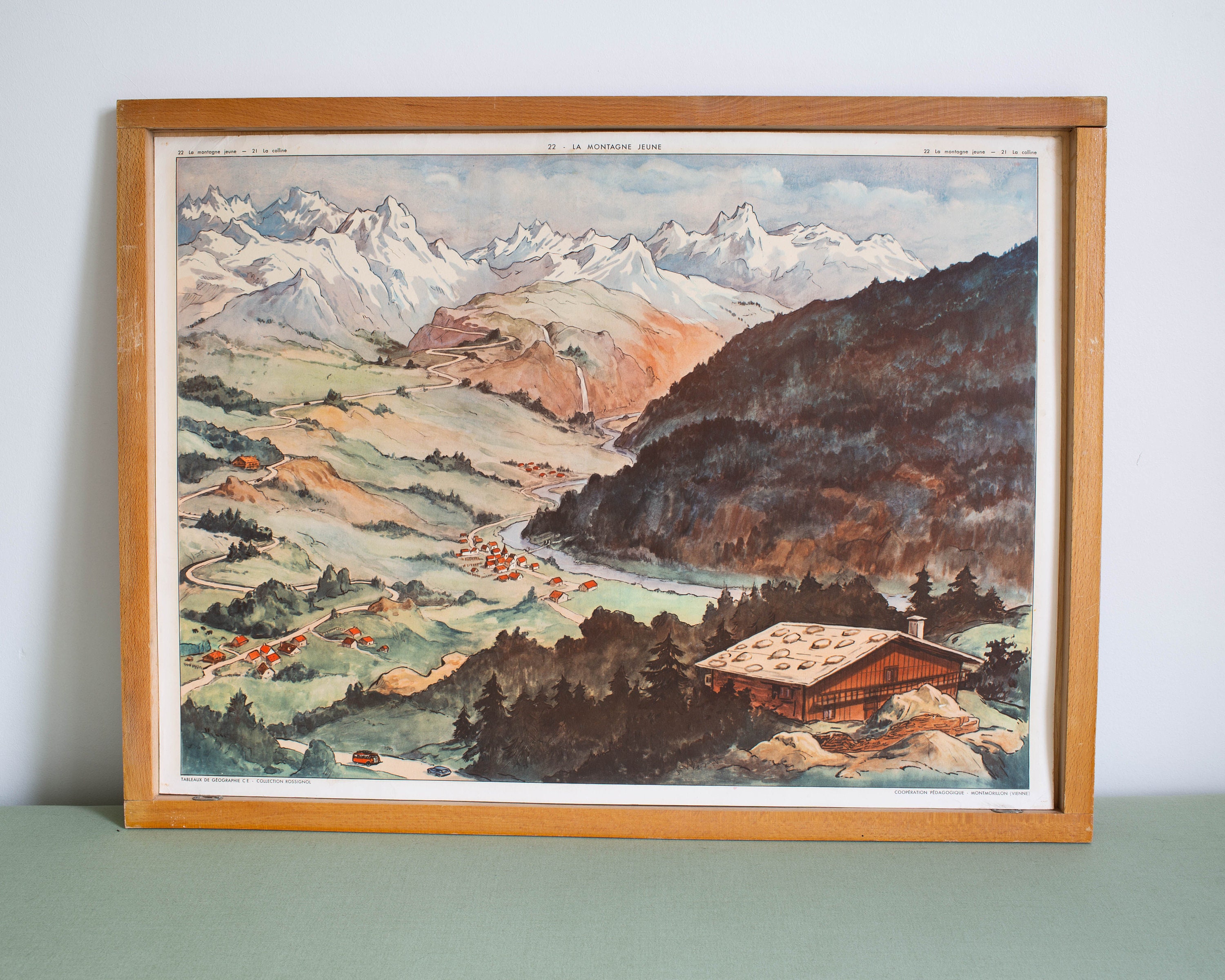 Vintage - Affiche Scolaire Rossignol Double Face Des Années 1950 École Française La Colline La Monta