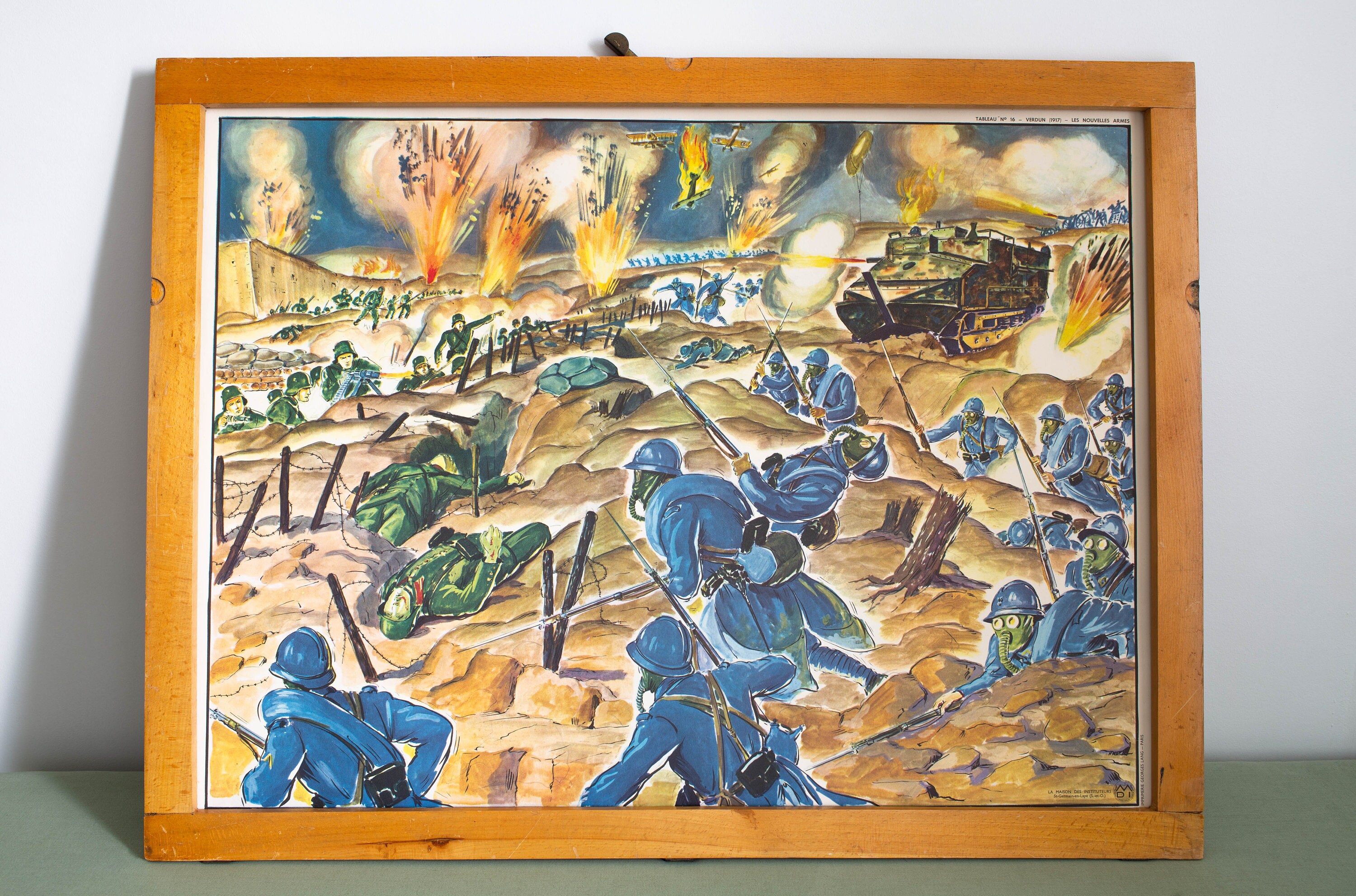 Première Guerre Mondiale 1914 - 1918 Vintage Affiche Scolaire Double Face d'école Française 1950/196