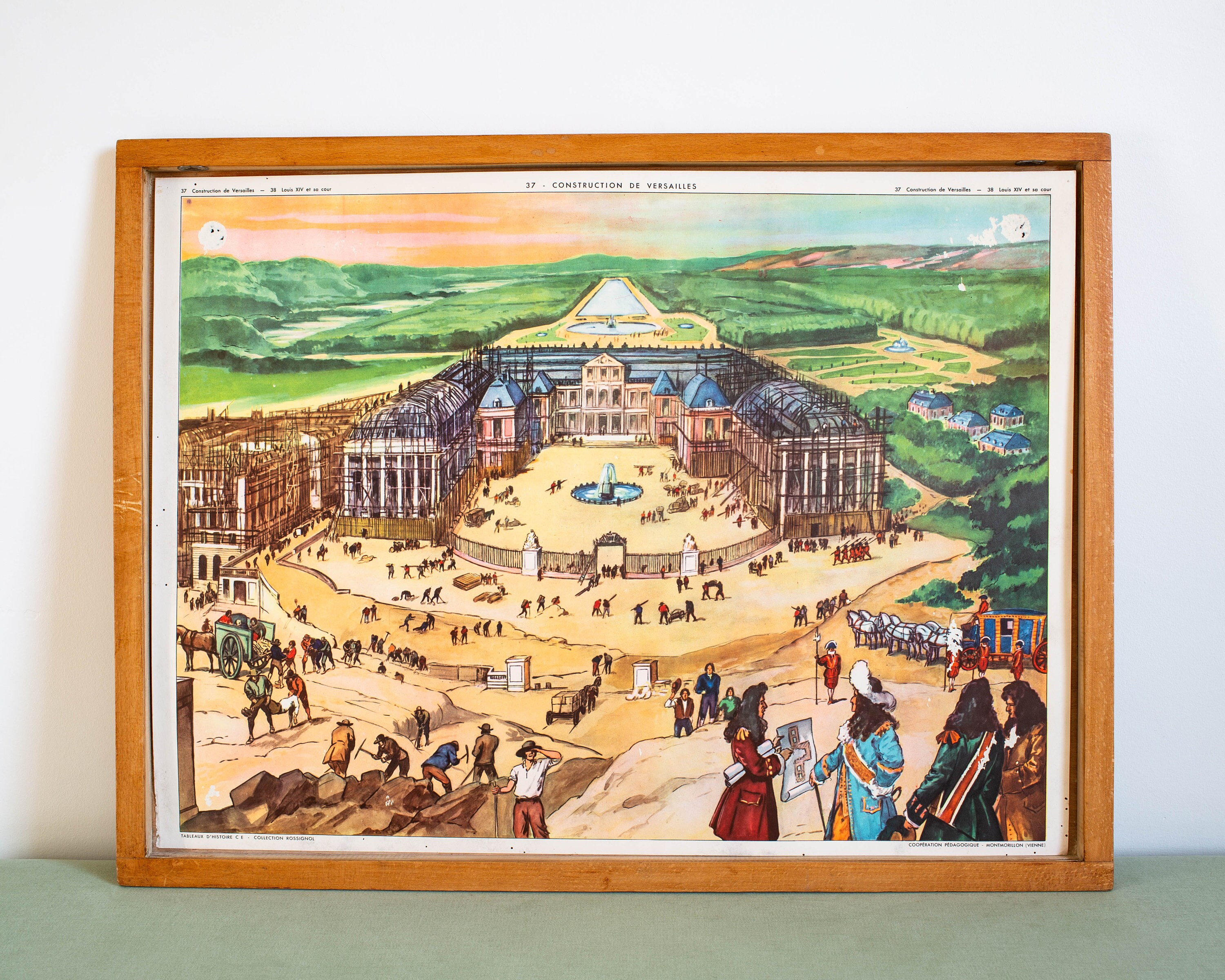 Vintage - Affiche Scolaire Double Face Des Années 1950 École Française Construction de Versailles/Lo