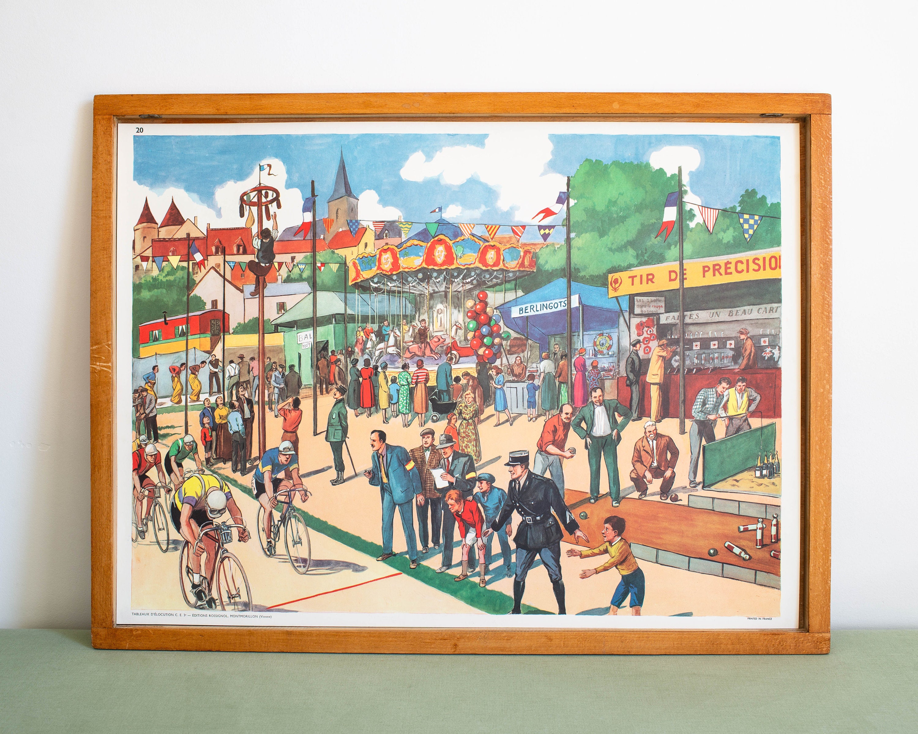 Poster Vintage - Affiche Scolaire 1950/1960 École Française Le Petit Déjeuner La Fête Foraine