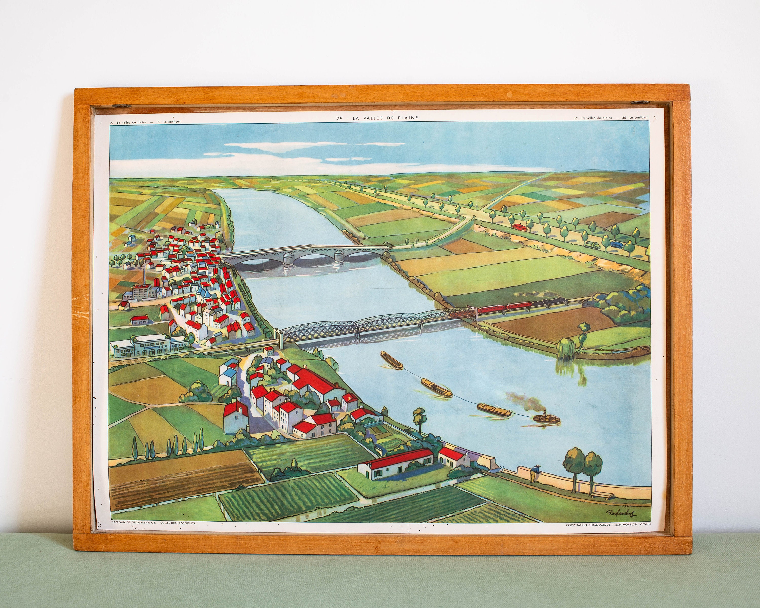 Vintage - Affiche Scolaire Rossignol Double Face Des Années 1950-60 École Française La Vallée de Pla