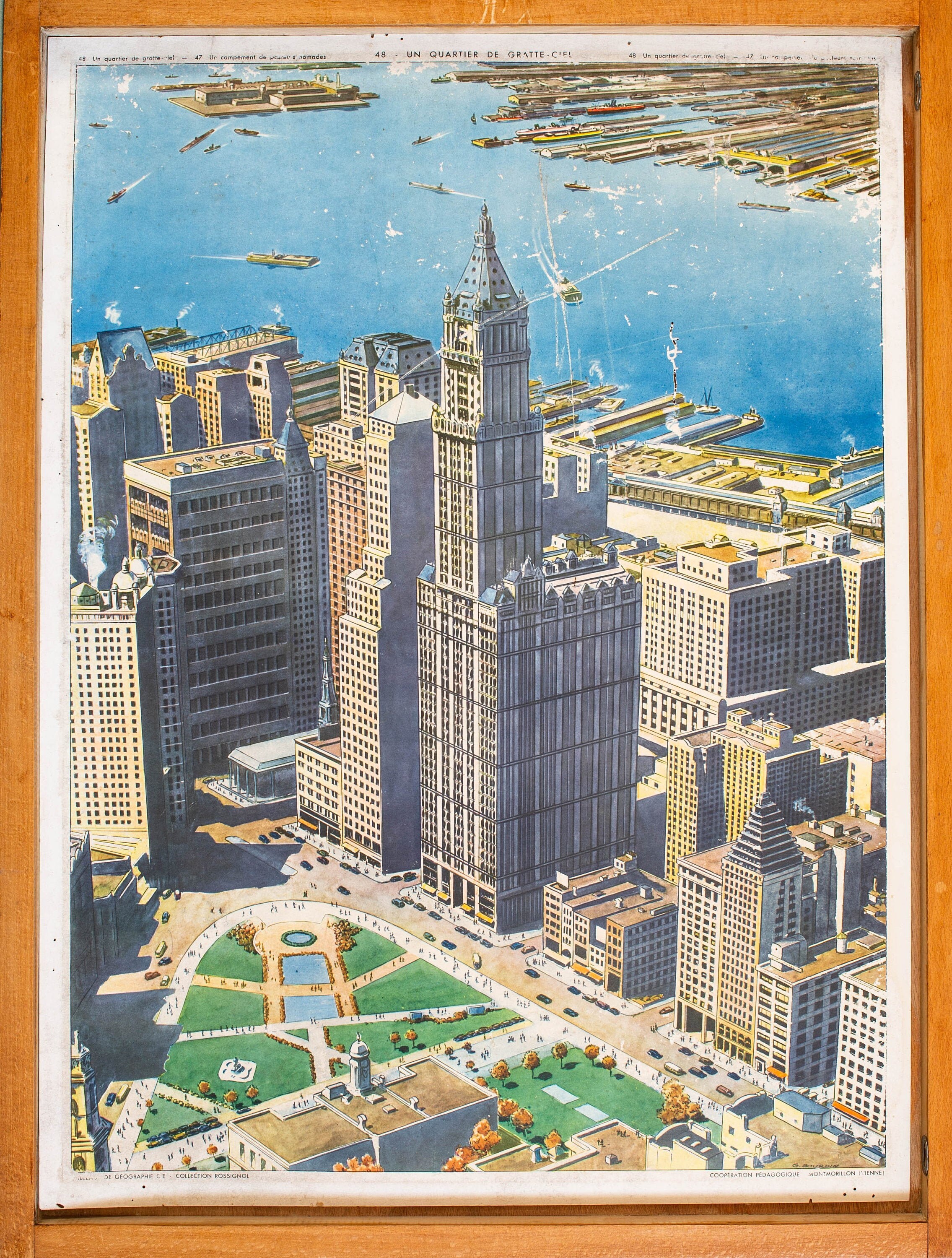 Vintage - Affiche Scolaire Rossignol Double Face 1950 60 École Française Un Campement de Pasteurs No