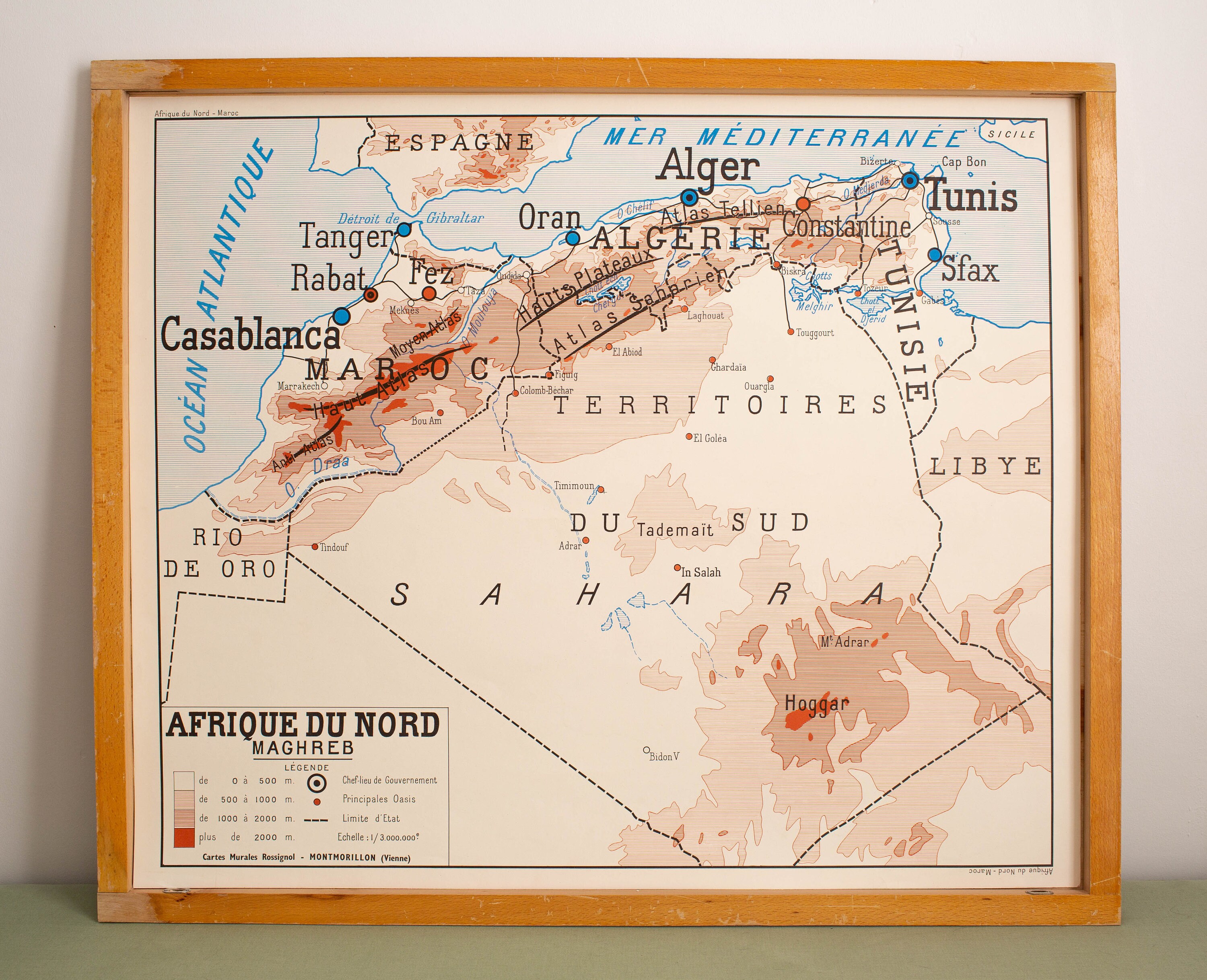 Carte de Géographie - Vintage Affiche Scolaire Double Face d'école Française Des Années 1950-60. Mar