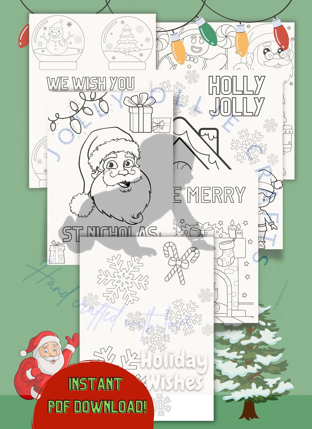 Instant Download PDF Christmas Coloring Pages for Kids - Etsy