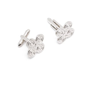 Silver Cufflinks, 4 clover Cufflink, French Style Cuff links, Clover Cuff link