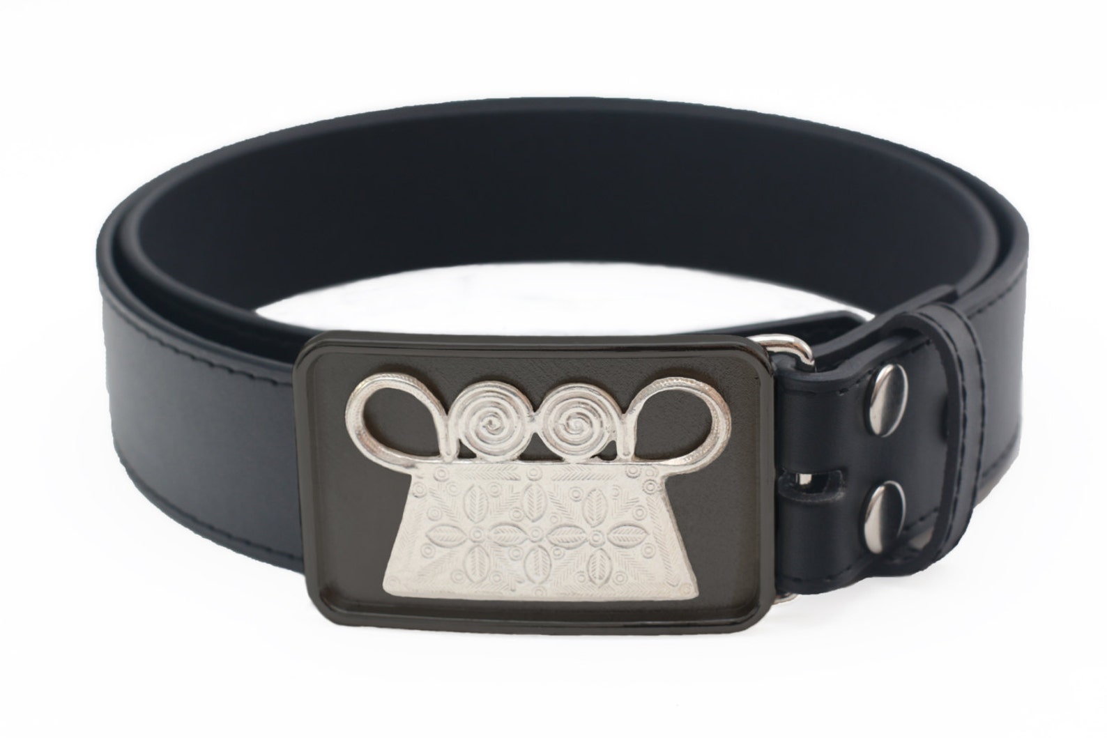 Hmong Tribal Soul Lock Belt, Soul Lock Belt, 100% Black Leather Belt ...