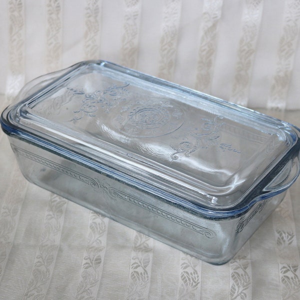 Fire-King "Philbe" Loaf Pan with Lid ~ 9"x 5"x 3" ~ Sapphire Blue ~ 1940-50s ~ Azurite ~ Bakeware ~ Refrigerator Storage ~ Anchor Hocking
