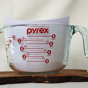 Glass Pyrex 4 Cup 1 Quart 32oz Glass Measuring Cup Red Print Handle & Pour  Spout